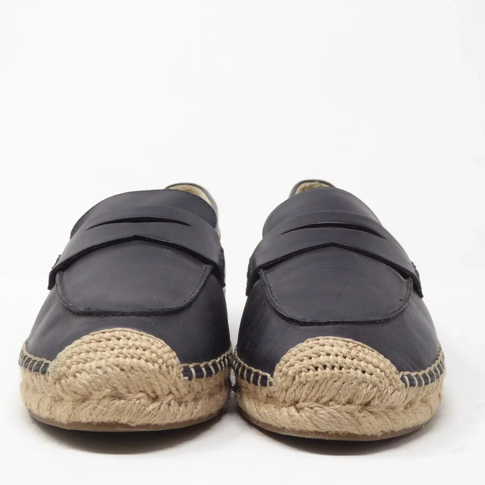Sam Edelman Kai Womens Espadrille Loafers Black Leather Slip On 10M